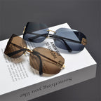 Rimless Gold-Tone Shield Sunglasses