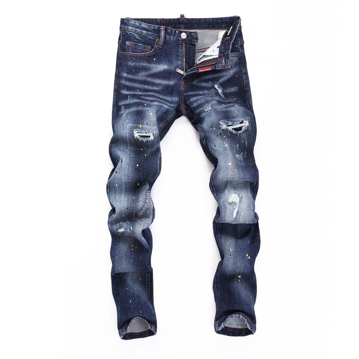 Slim-Fit Distressed Denim Jeans