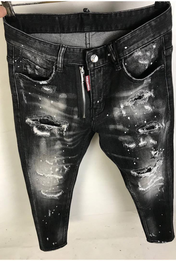 Slim-Fit Distressed Denim Jeans
