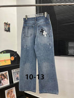 Straight-Leg Embroidered Denim Jeans