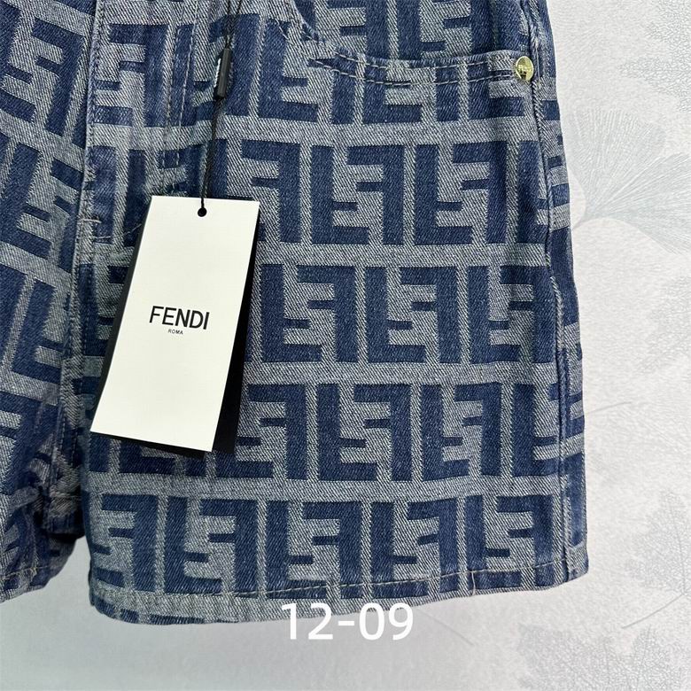 Denim monogram shorts