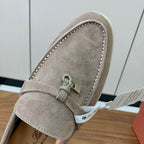 Beige Suede Loafers