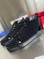 High-Top Black Diamond Studded Sneakers