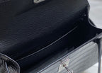 Mini 19 Black Croco Lookalike in Cowhide Leather
