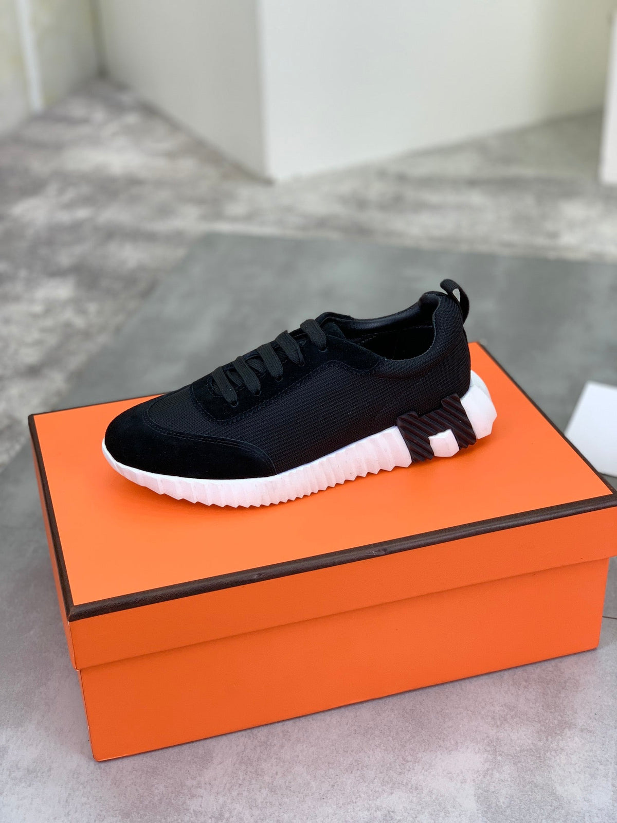 H Striped Leather Sneakers